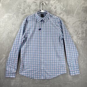 Johnnie-O Shirt men's Medium Button Down Dane Performance Long Sleeve Blue Plaid